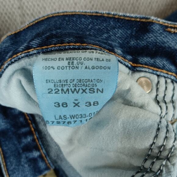 Wrangler 20X Style 22 Jeans Men's 35X37 Dark Washed Distressed Original Fit Tall - Picture 7 of 13